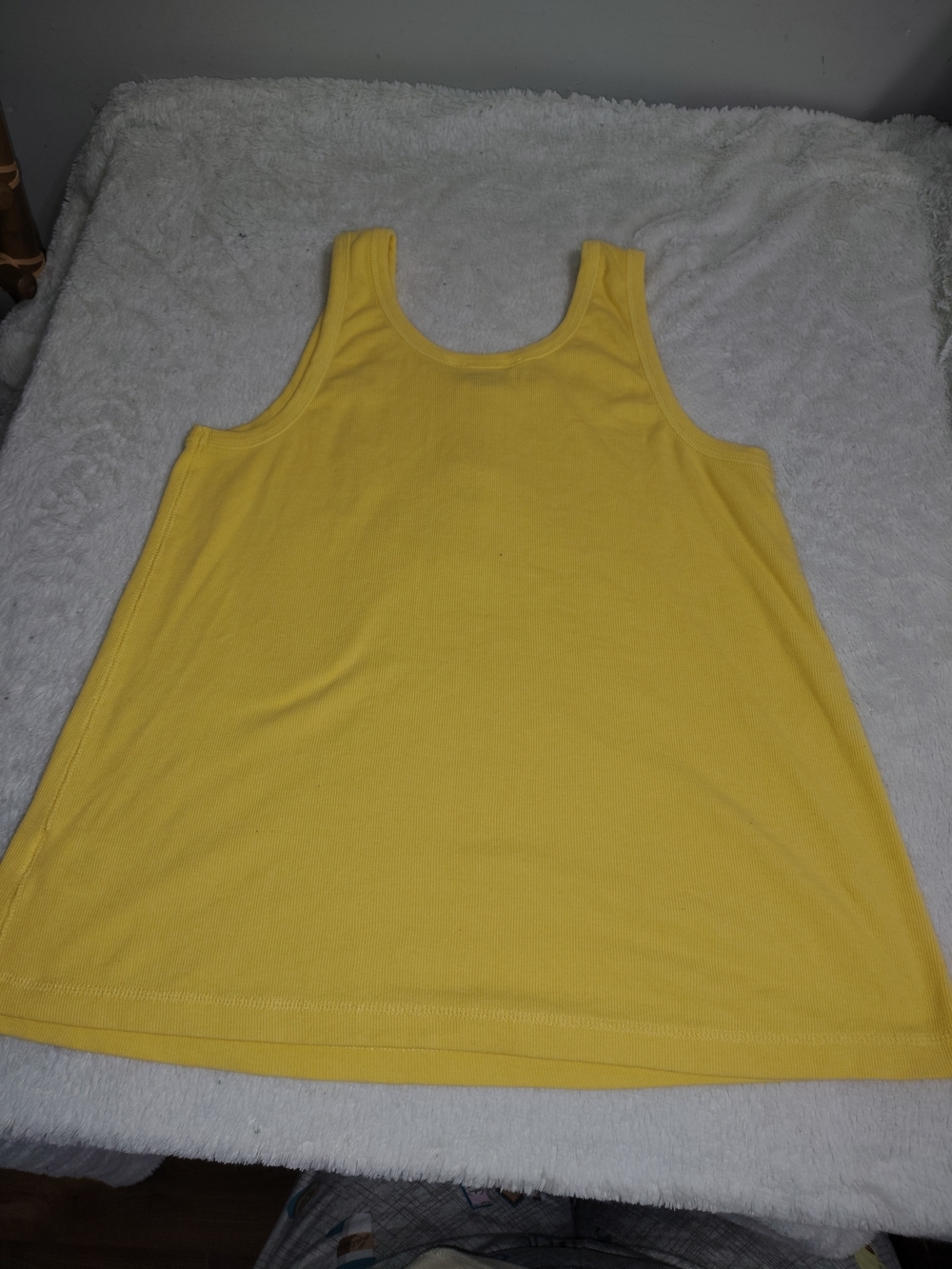 Natural Reflections Yellow Ribbed Tank with Button Placket - Picture 3 of 4